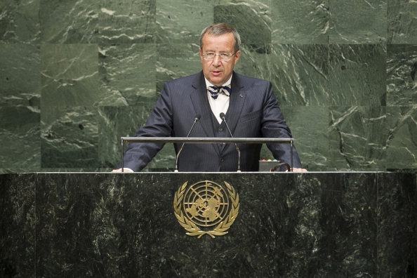 El presidente Ilves, en una intervención en Naciones Unidas. Foto: upnorth.eu